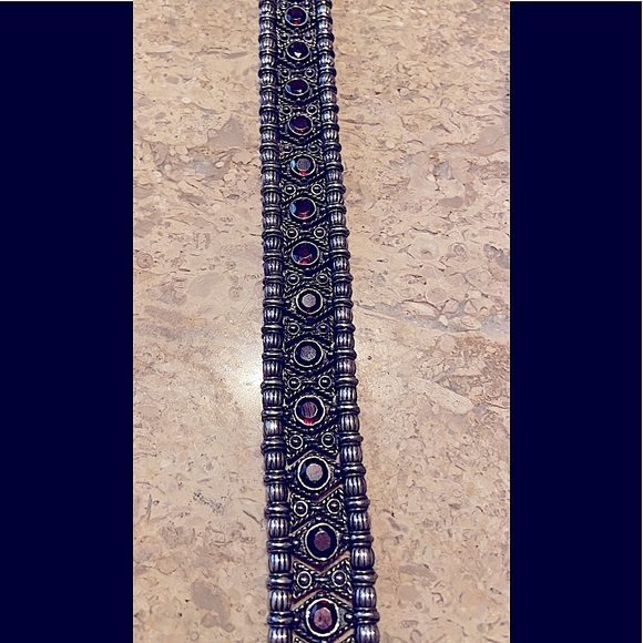 ❤️‍🔥2XHP❤️‍🔥VTG Gothic 925 Silver and Red Stone Bracelet - Picture 9 of 14